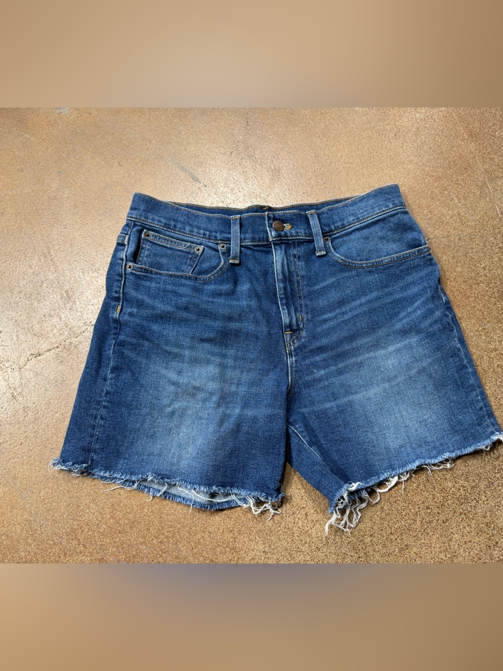 J. Crew Dark Blue Frayed Hem Denim Shorts